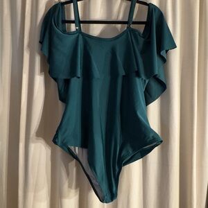 SHEIN Teal Ruffle One Piece Swimsuit NEW